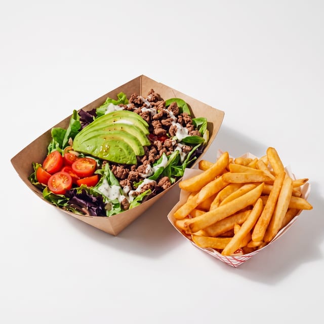 Salad, Fries & Diet Coke.