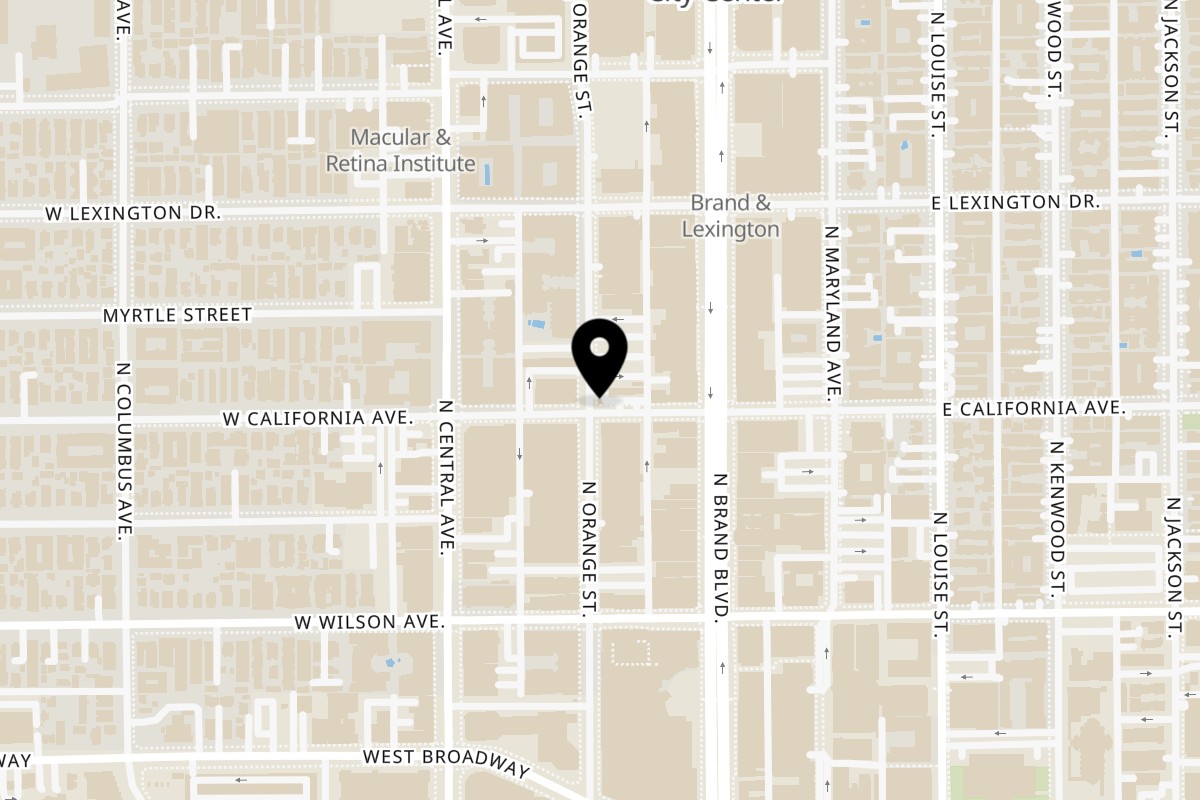 Map showing the location of The Great White Hut Downtown Glendale on 121 W California Ave in Glendale