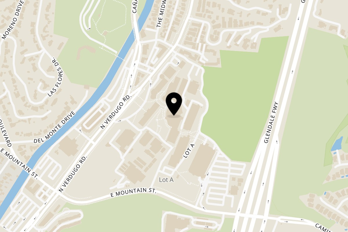 Map showing the location of The Great White Hut GCC on 1500 N Verdugo Rd in Glendale