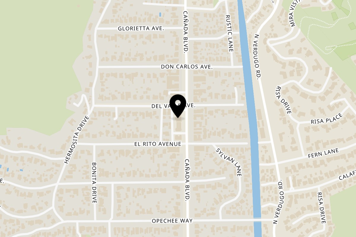 Map showing the location of The Great White Hut Verdugo Woodlands on 2519 Canada Blvd in Glendale
